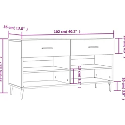 vidaXL Zapatero madera de ingeniería gris hormigón 102x35x55 cm Gris hormigón Discount