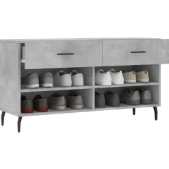vidaXL Zapatero madera de ingeniería gris hormigón 102x35x55 cm Gris hormigón Discount