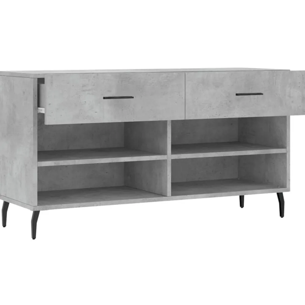 vidaXL Zapatero madera de ingeniería gris hormigón 102x35x55 cm Gris hormigón Discount