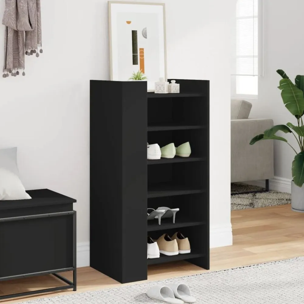vidaXL Zapatero madera de ingeniería 52x37,5x100 cm Negro Clearance
