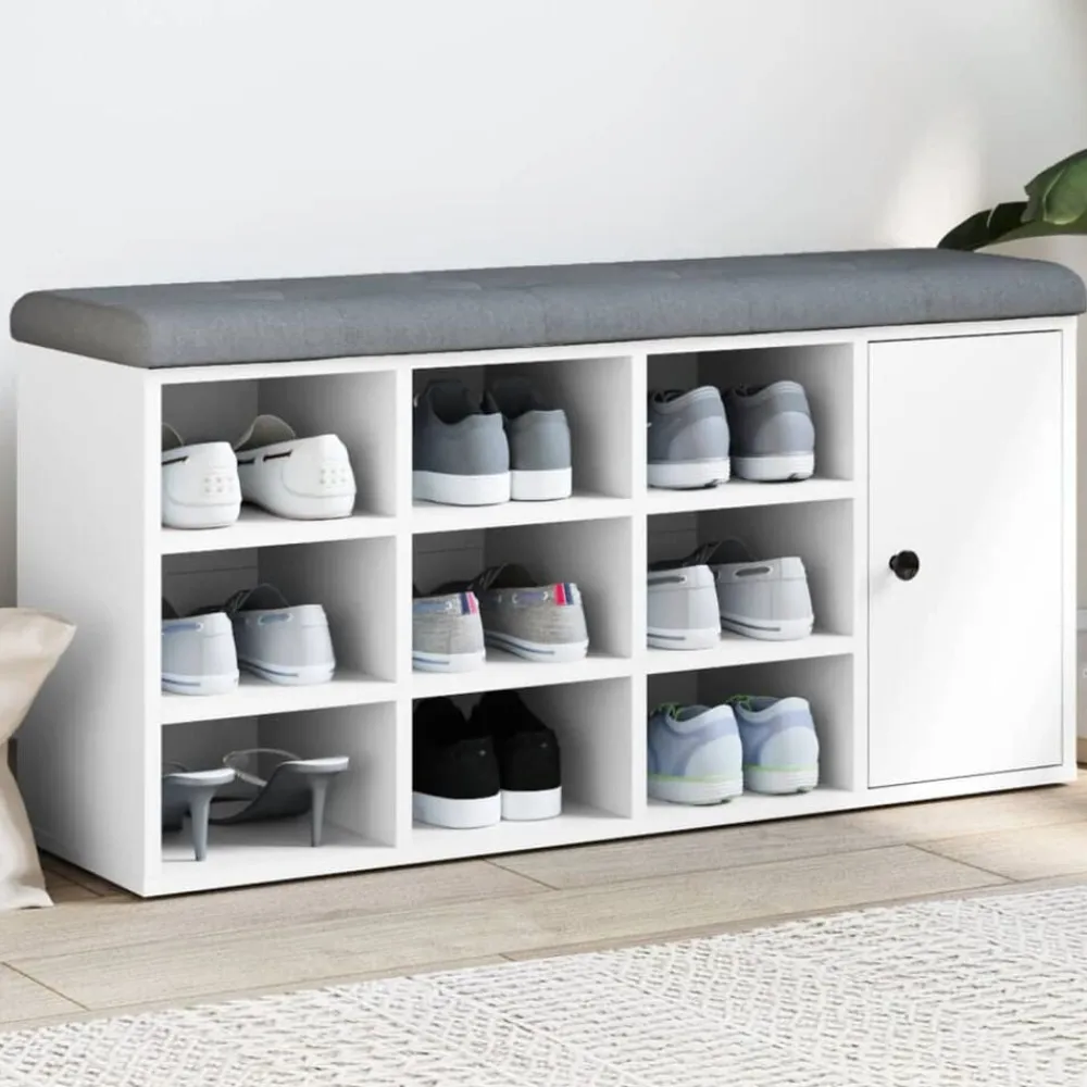 vidaXL Zapatero madera de ingeniería 102x32x50 cm Blanco New