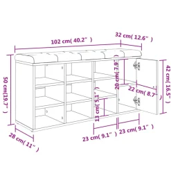 vidaXL Zapatero madera de ingeniería 102x32x50 cm Blanco New