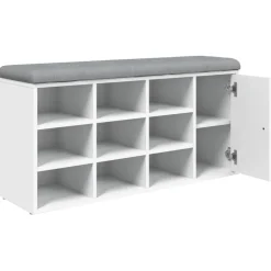 vidaXL Zapatero madera de ingeniería 102x32x50 cm Blanco New