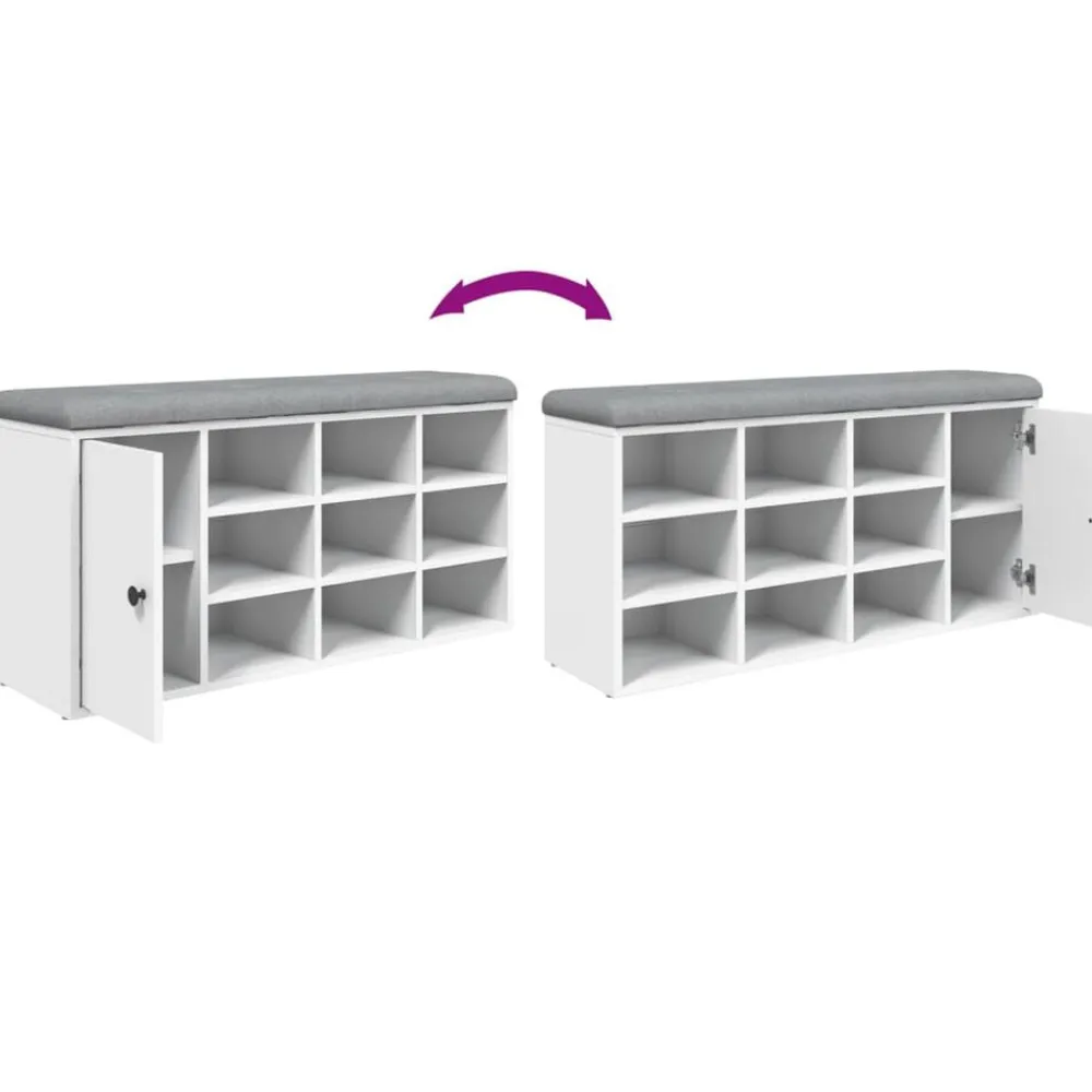 vidaXL Zapatero madera de ingeniería 102x32x50 cm Blanco New