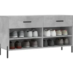 vidaXL Zapatero madera de ingeniería gris hormigón 102x35x55 cm Gris hormig&oacute;n Sale