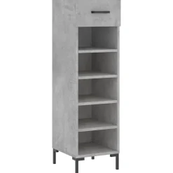 vidaXL Productos Del Hogar-Zapatero madera de ingeniería gris hormigón 30x35x105 cm