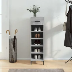 vidaXL Productos Del Hogar-Zapatero madera de ingeniería gris hormigón 30x35x105 cm