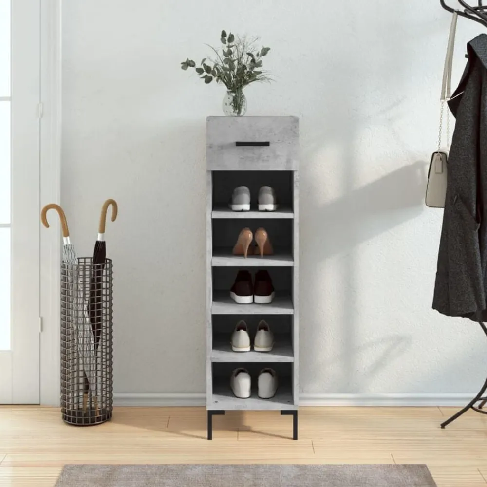 vidaXL Productos Del Hogar-Zapatero madera de ingeniería gris hormigón 30x35x105 cm