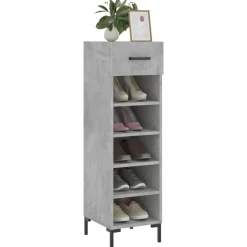 vidaXL Productos Del Hogar-Zapatero madera de ingeniería gris hormigón 30x35x105 cm