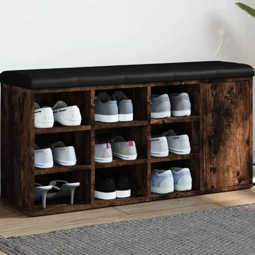 vidaXL Bancos-Zapatero madera de ingeniería 102x32x50 cm