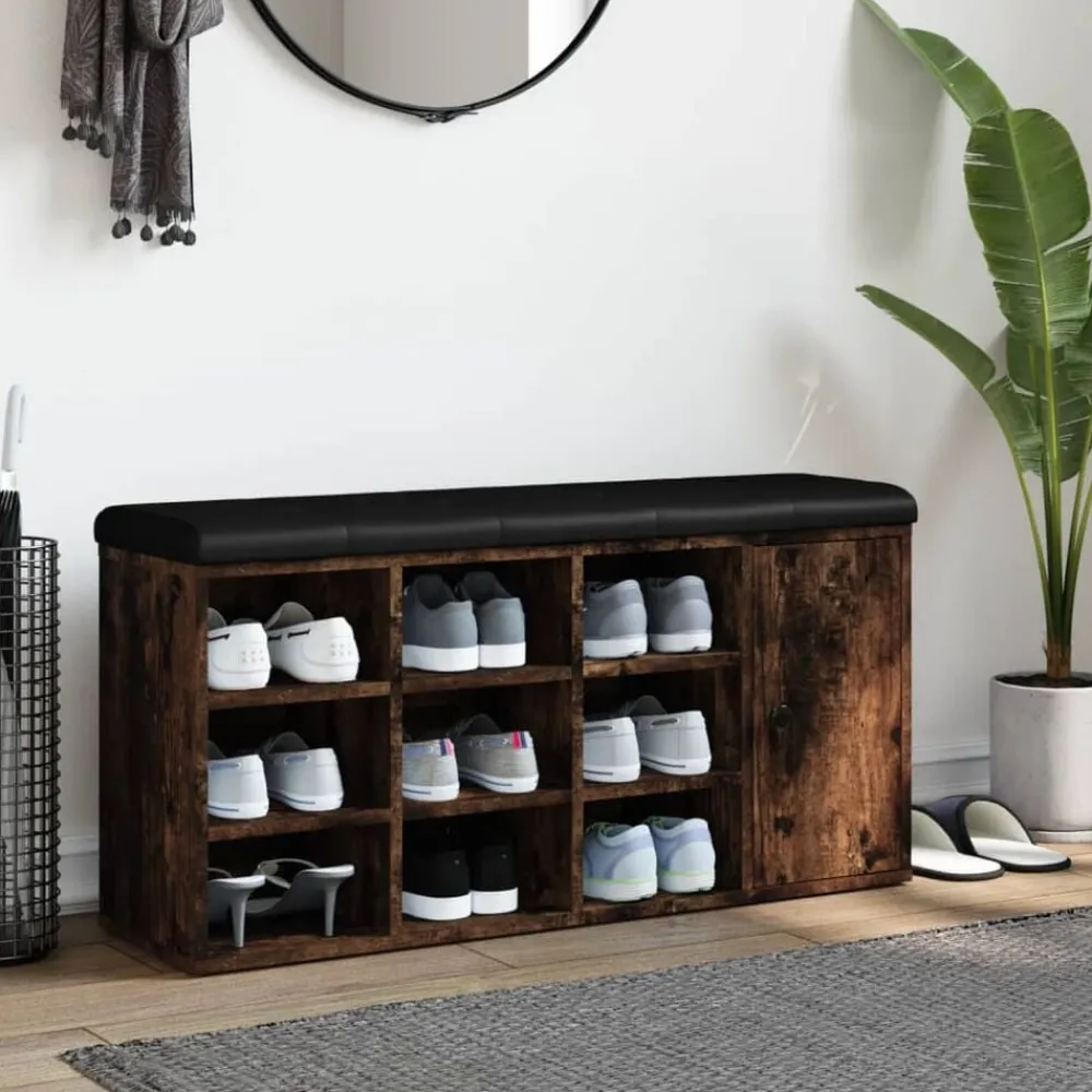 vidaXL Bancos-Zapatero madera de ingeniería 102x32x50 cm