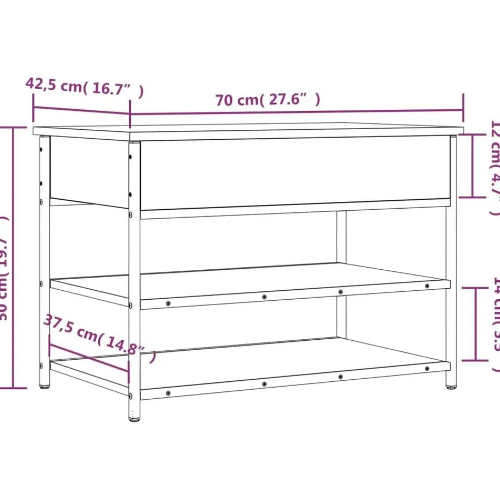 vidaXL Zapatero madera de ingeniería 70x42,5x50 cm Gris sonoma New