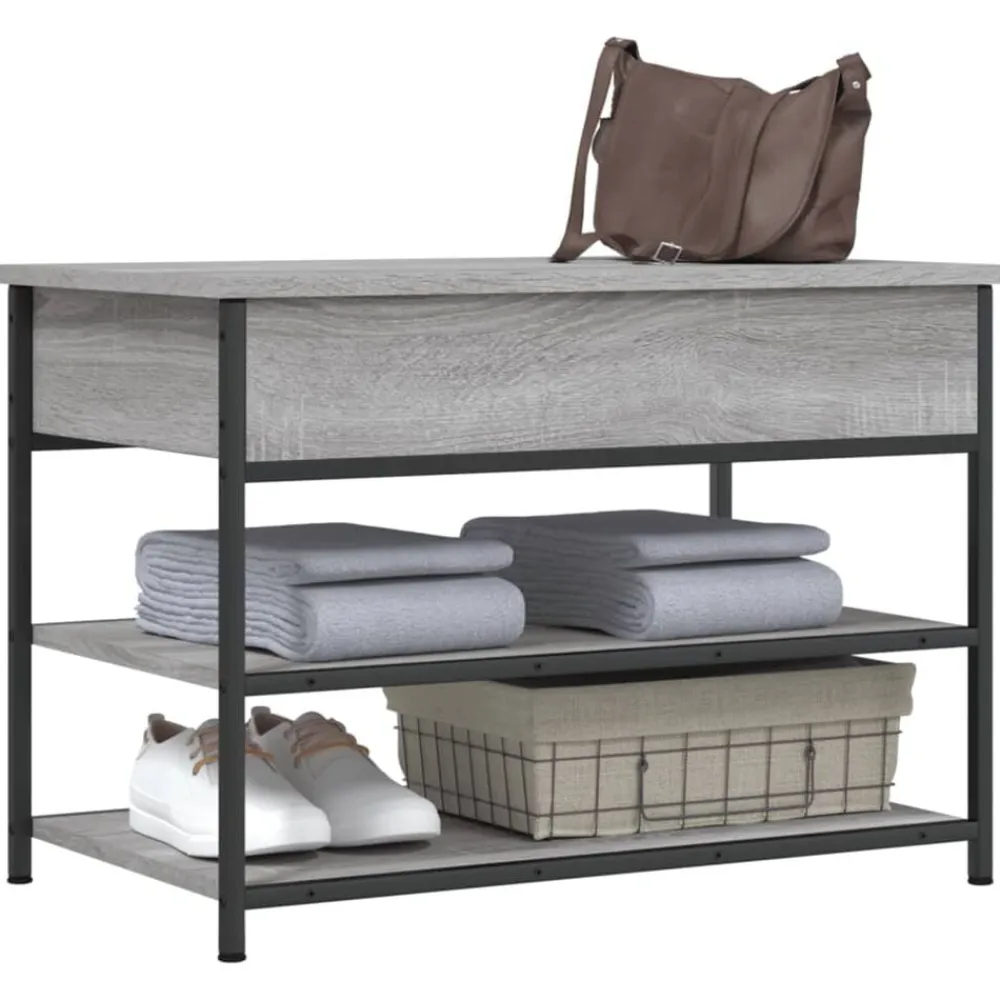 vidaXL Zapatero madera de ingeniería 70x42,5x50 cm Gris sonoma New