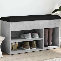vidaXL Zapatero madera de ingeniería gris hormigón 82x32x45,5 cm Gris hormig&oacute;n New