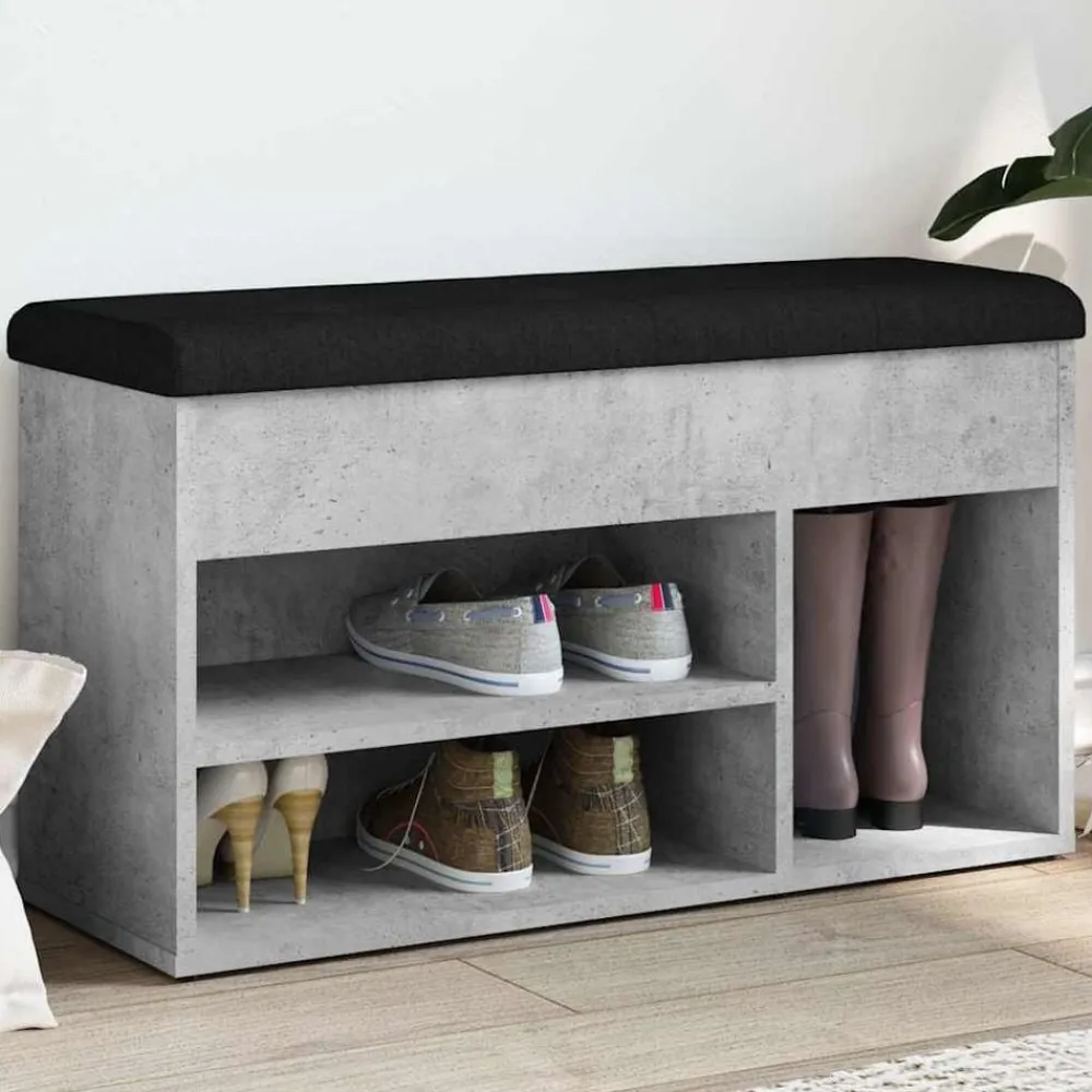 vidaXL Zapatero madera de ingeniería gris hormigón 82x32x45,5 cm Gris hormigón New