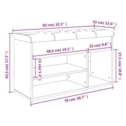 vidaXL Zapatero madera de ingeniería gris hormigón 82x32x45,5 cm Gris hormigón New
