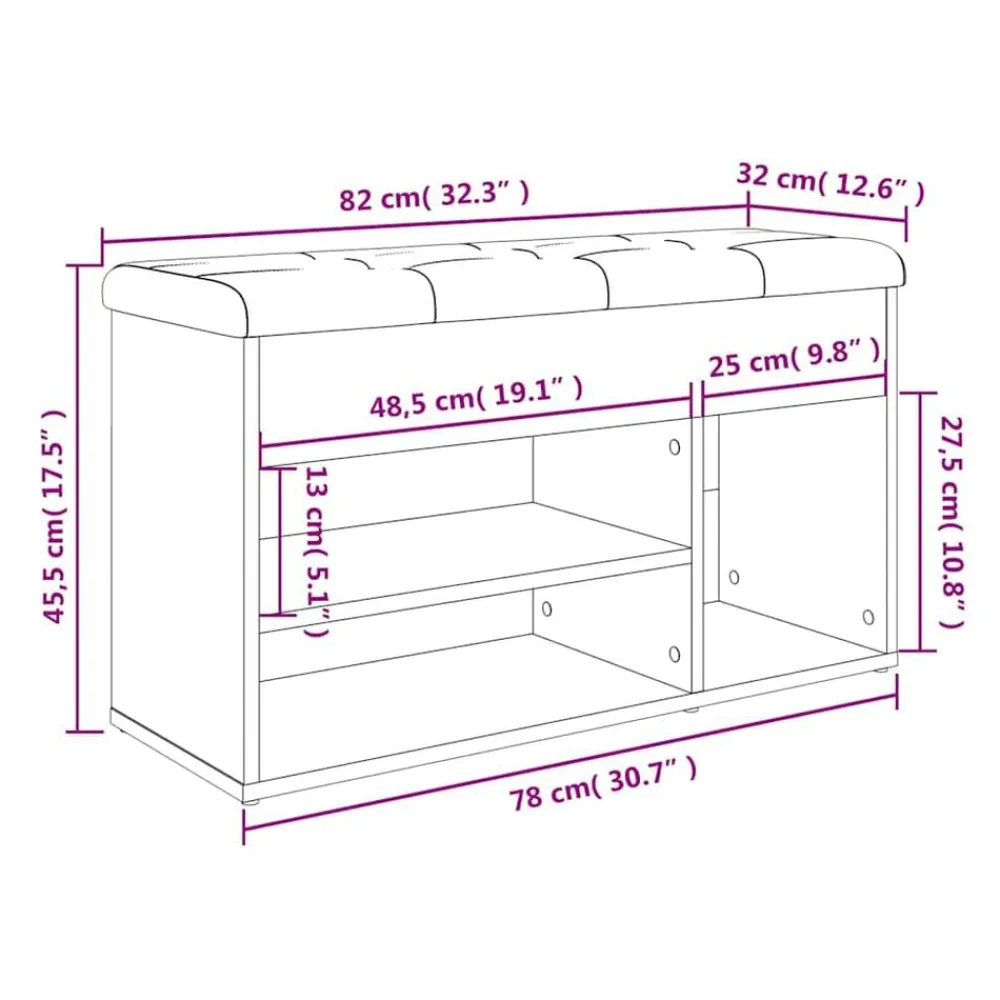 vidaXL Zapatero madera de ingeniería gris hormigón 82x32x45,5 cm Gris hormigón New