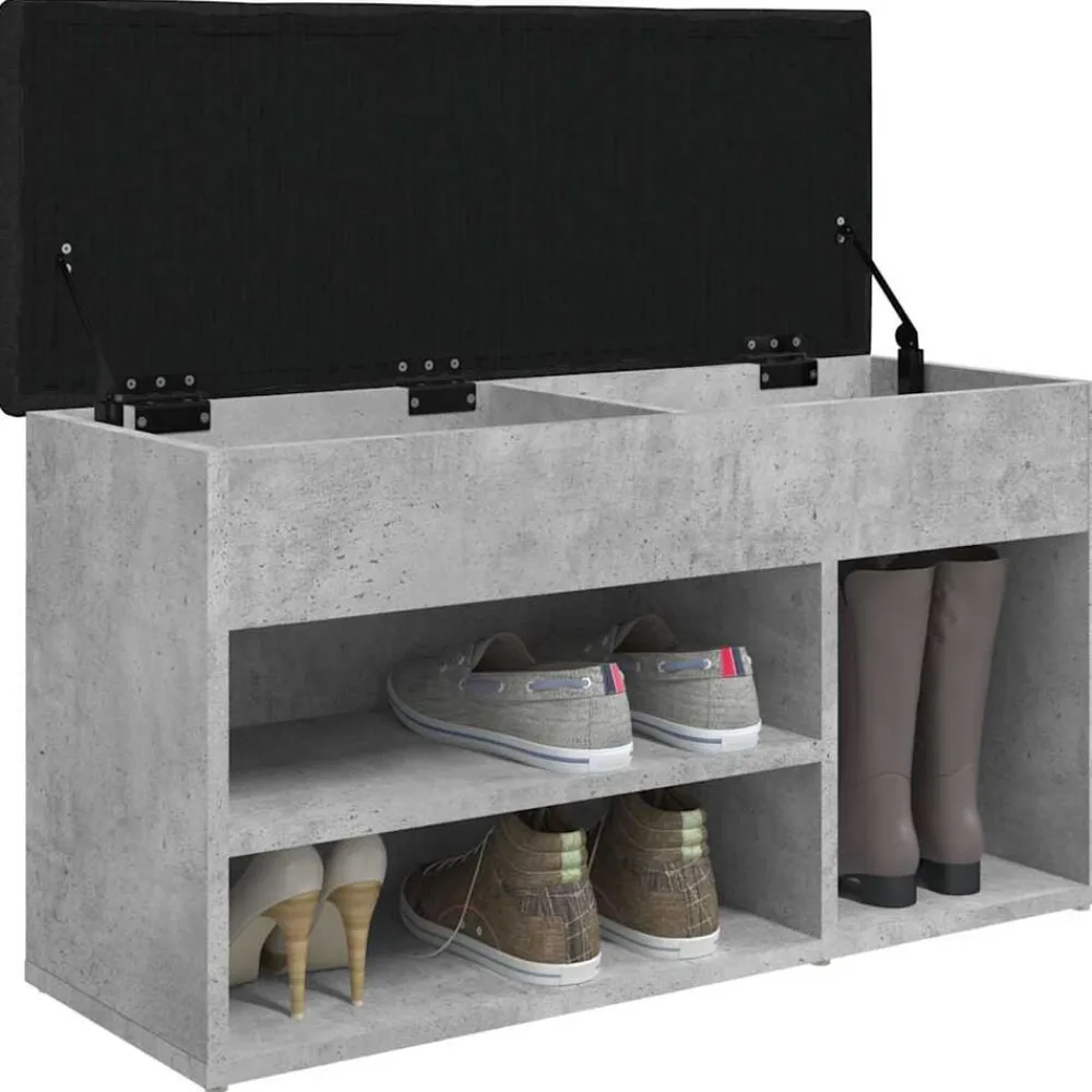 vidaXL Zapatero madera de ingeniería gris hormigón 82x32x45,5 cm Gris hormigón New