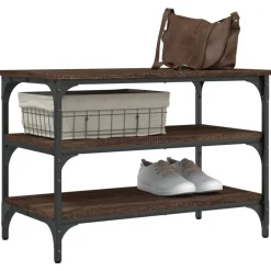 vidaXL Bancos-Zapatero madera de ingeniería roble marrón 70x38,5x49 cm
