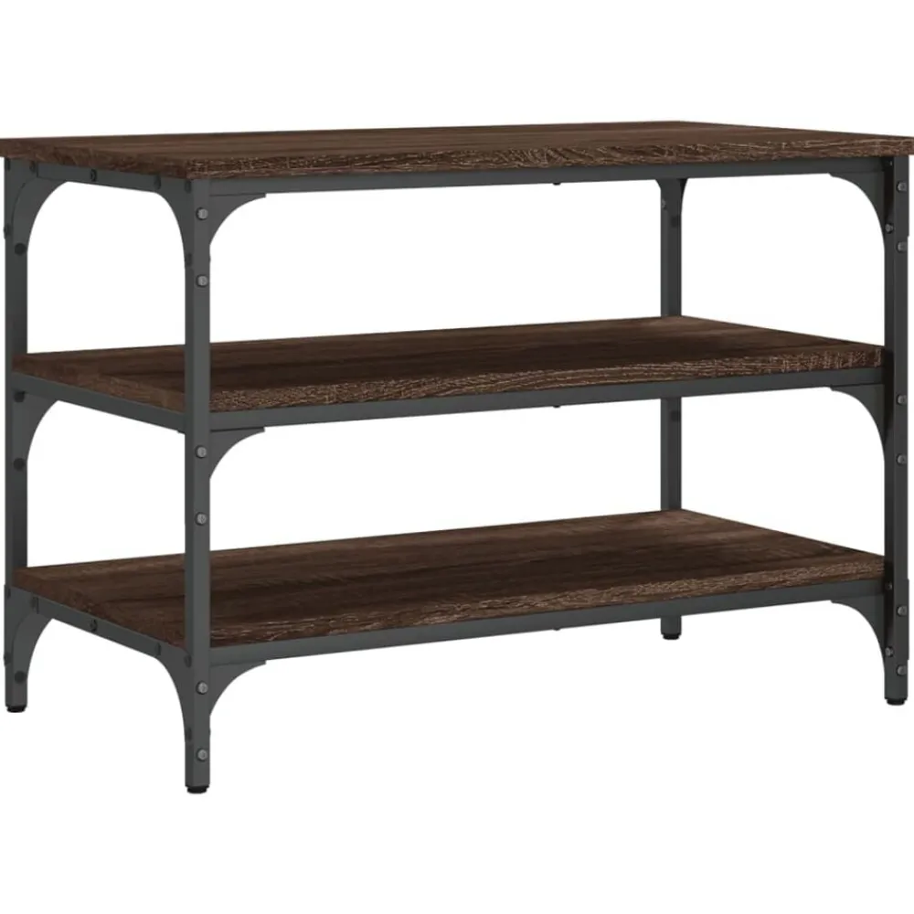 vidaXL Bancos-Zapatero madera de ingeniería roble marrón 70x38,5x49 cm