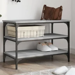 vidaXL Bancos-Zapatero madera de ingeniería 70x38,5x49 cm
