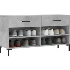 vidaXL Zapatero madera de ingeniería gris hormigón 102x35x55 cm Gris hormig&oacute;n