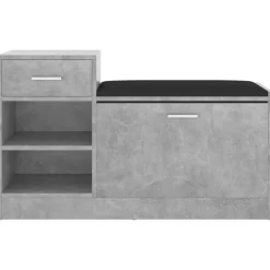 vidaXL Productos Del Hogar-Zapatero madera de ingeniería gris hormigón 94,5x31x57 cm