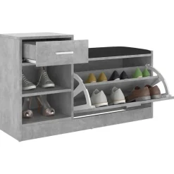 vidaXL Productos Del Hogar-Zapatero madera de ingeniería gris hormigón 94,5x31x57 cm