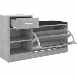 vidaXL Productos Del Hogar-Zapatero madera de ingeniería gris hormigón 94,5x31x57 cm