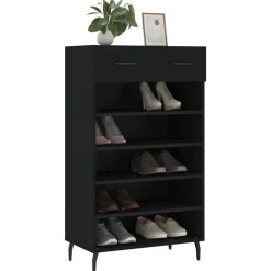 vidaXL Zapatero madera de ingeniería 60x35x105 cm Negro Clearance