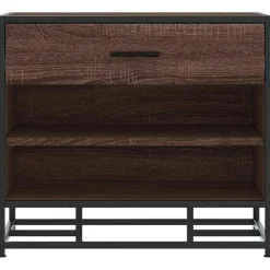 vidaXL Bancos-Zapatero madera de ingeniería roble marrón 60x40x53,5 cm