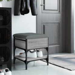 vidaXL Zapatero madera de ingeniería 42x42x45 cm Gris sonoma Discount