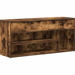 vidaXL Zapatero madera de ingeniería 102x30,5x45cm Roble ahumado Clearance