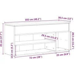 vidaXL Zapatero madera de ingeniería 102x30,5x45cm Roble ahumado Clearance