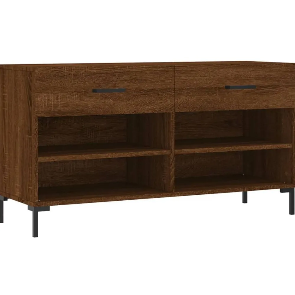 vidaXL Zapatero madera de ingeniería marrón roble 102x35x55 cm Marrón roble Best