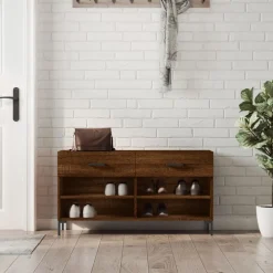 vidaXL Zapatero madera de ingeniería marrón roble 102x35x55 cm Marr&oacute;n roble Best