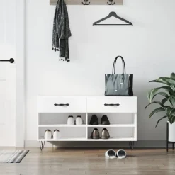 vidaXL Zapatero madera de ingeniería 102x35x55 cm Blanco Online