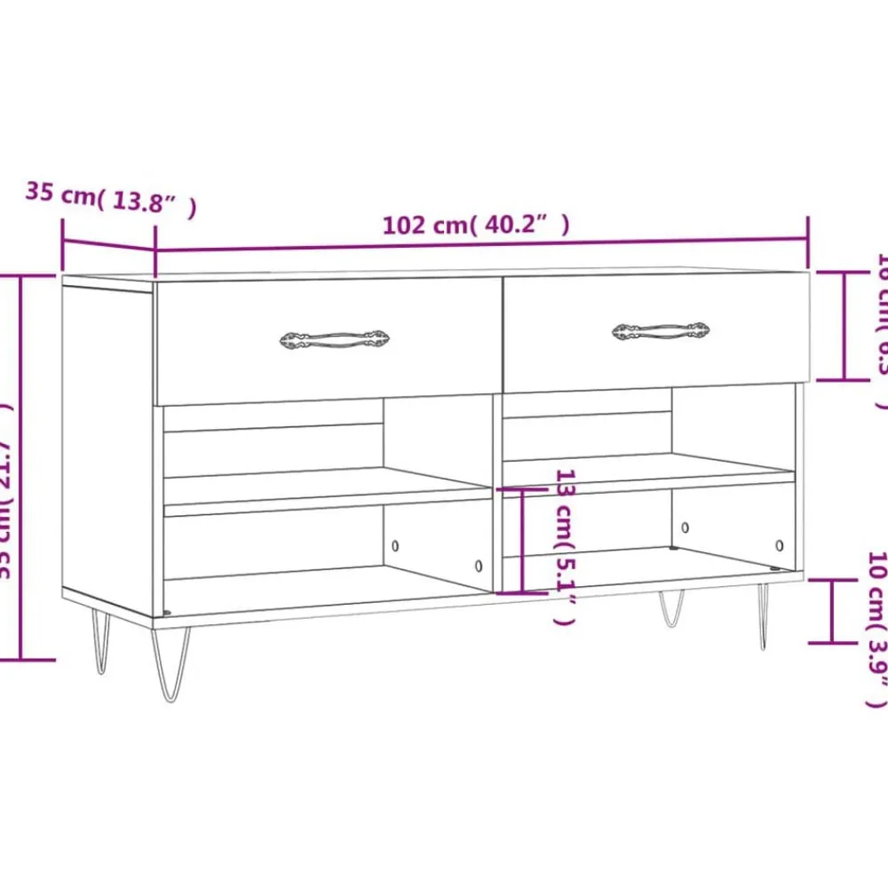 vidaXL Zapatero madera de ingeniería 102x35x55 cm Blanco Online
