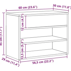 vidaXL Productos Del Hogar-Zapatero madera de ingeniería 60x30x45 cm