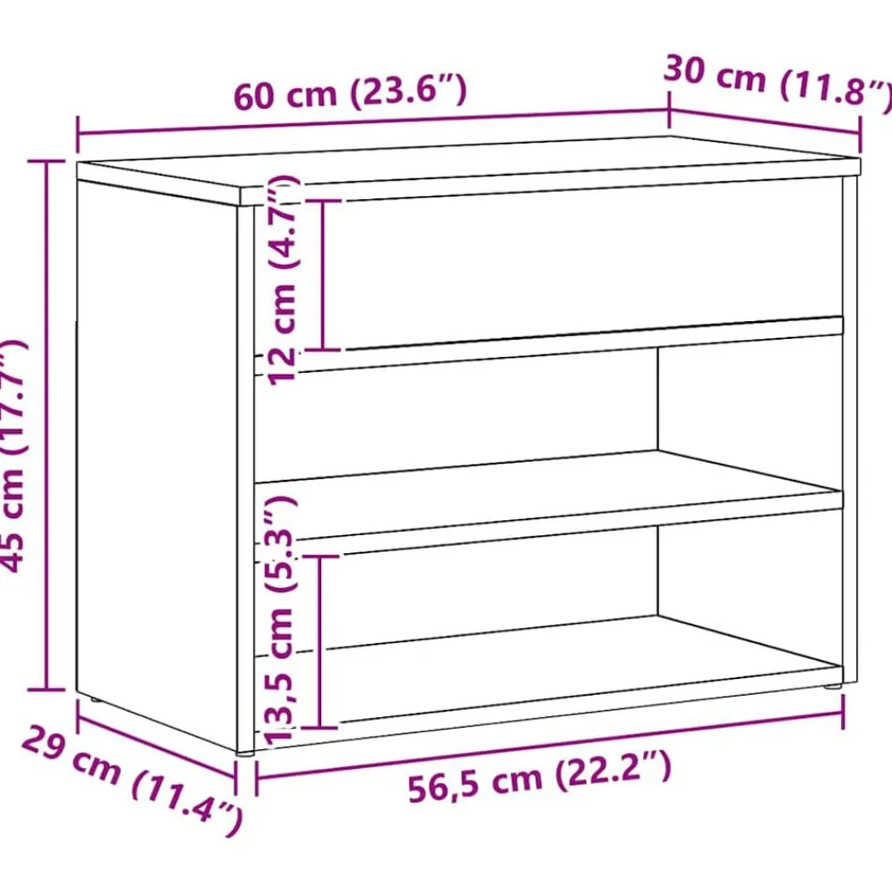 vidaXL Productos Del Hogar-Zapatero madera de ingeniería 60x30x45 cm