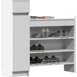 vidaXL Zapatero madera de ingeniería 100,5x28x100 cm Blanco Clearance