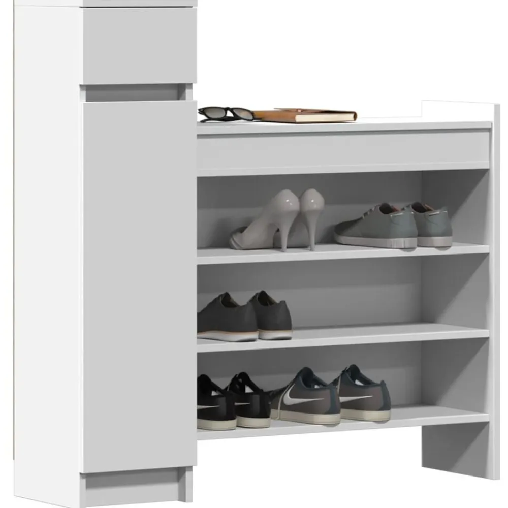 vidaXL Zapatero madera de ingeniería 100,5x28x100 cm Blanco Clearance