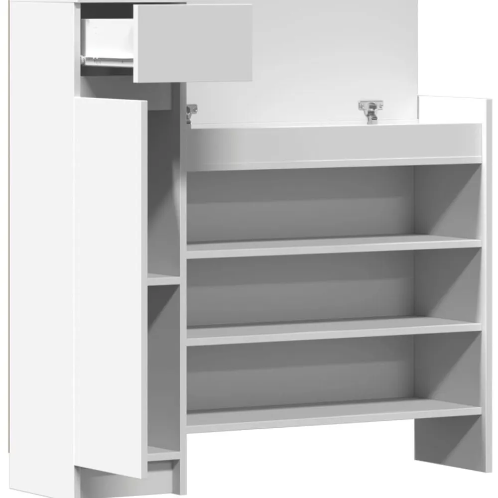 vidaXL Zapatero madera de ingeniería 100,5x28x100 cm Blanco Clearance