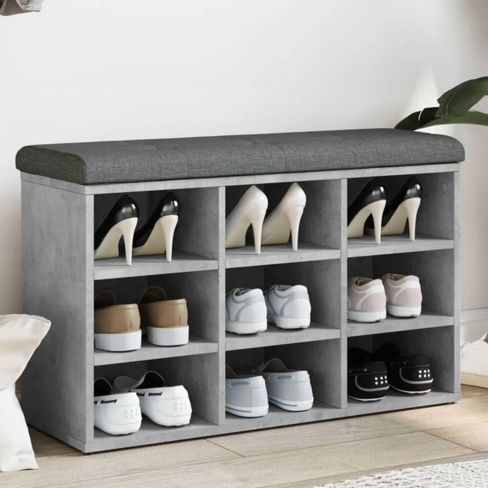 vidaXL Zapatero madera de ingeniería gris hormigón 82x32x50 cm Gris hormigón Clearance