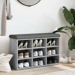 vidaXL Zapatero madera de ingeniería gris hormigón 82x32x50 cm Gris hormigón Clearance