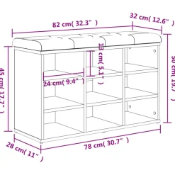 vidaXL Zapatero madera de ingeniería gris hormigón 82x32x50 cm Gris hormigón Clearance