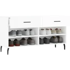 vidaXL Zapatero madera de ingeniería blanco brillo 102x35x55 cm Blanco brillante Best