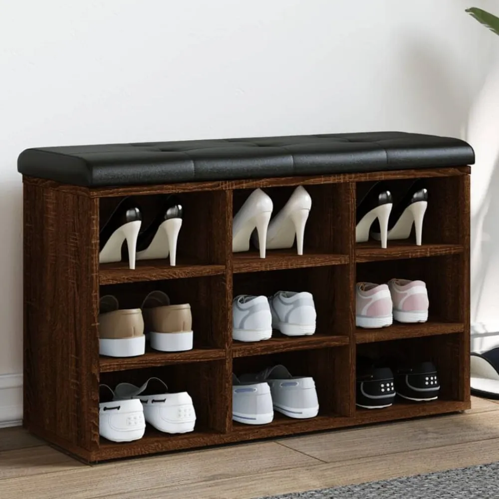 vidaXL Zapatero madera de ingeniería marrón roble 82x32x50 cm Marrón roble Best