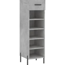 vidaXL Zapatero madera de ingeniería gris hormigón 30x35x105 cm Gris hormig&oacute;n Discount