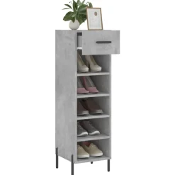 vidaXL Zapatero madera de ingeniería gris hormigón 30x35x105 cm Gris hormig&oacute;n Discount